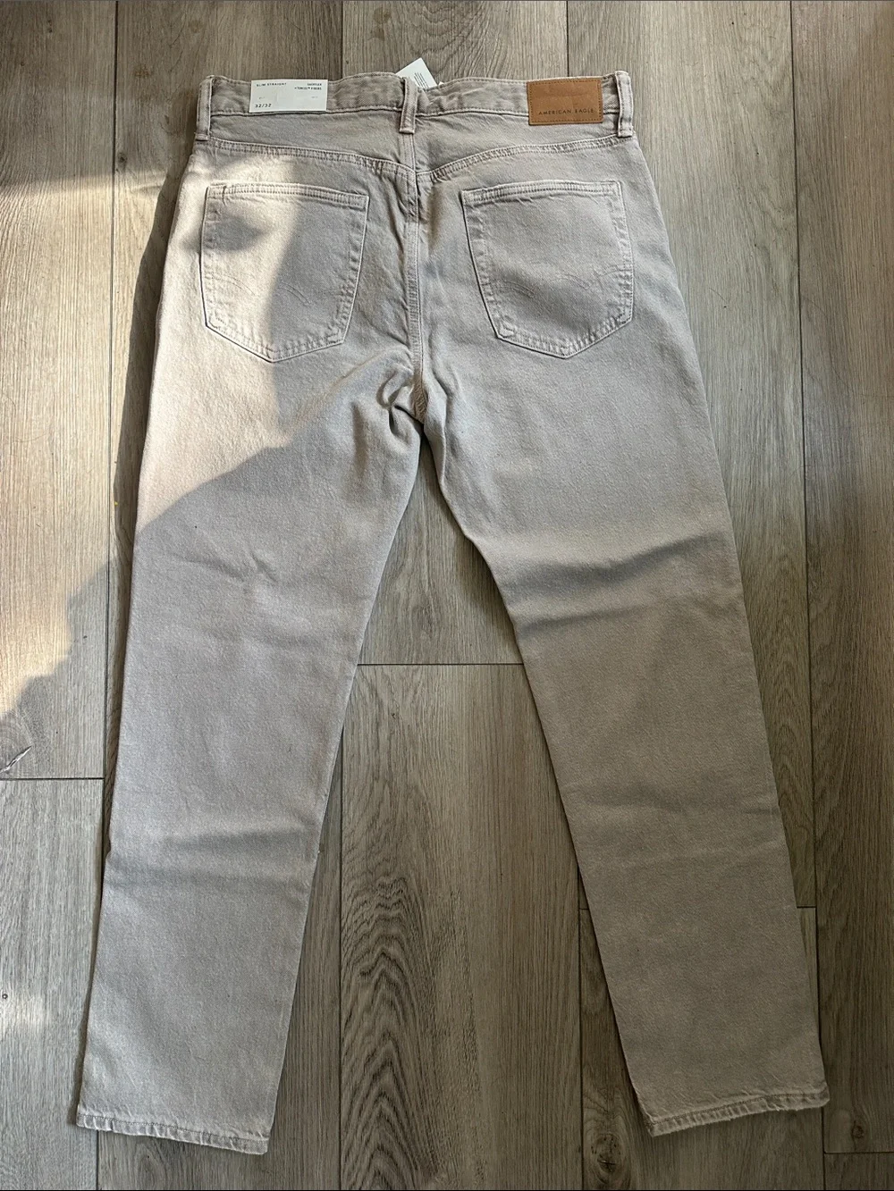 NWT American Eagle Outfitters Mens Slim Straight Jeans in Light Taupe 32x32 - Picture 6 of 6